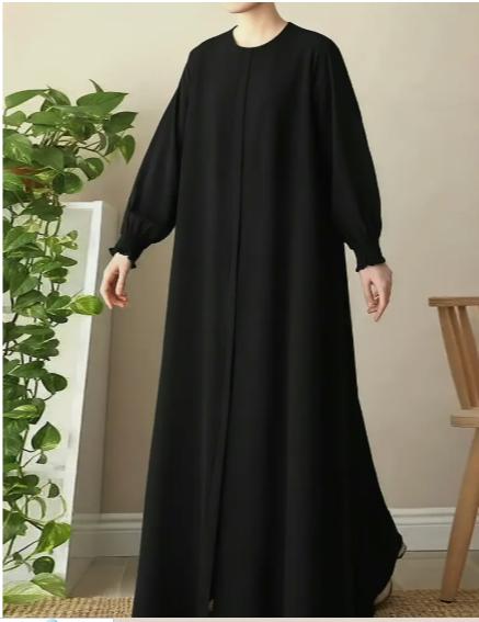 Women's Elegant Islamic Abaya Robe - Muslim Dress with Waist Tie/Bow