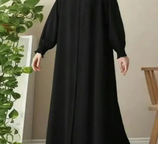 Women's Elegant Islamic Abaya Robe - Muslim Dress with Waist Tie/Bow